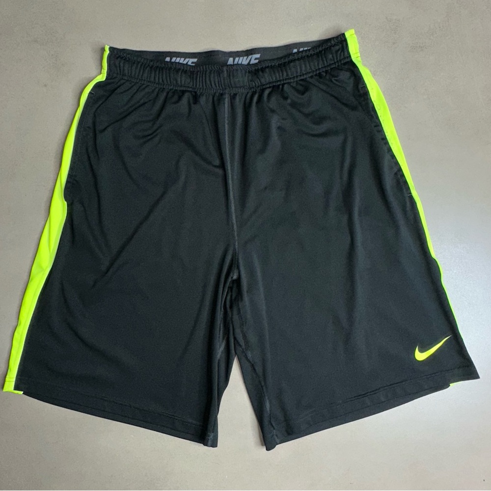 Nike Dri-FIT Black / Neon Yellow 10” Unlined Athletic Shorts - LRG